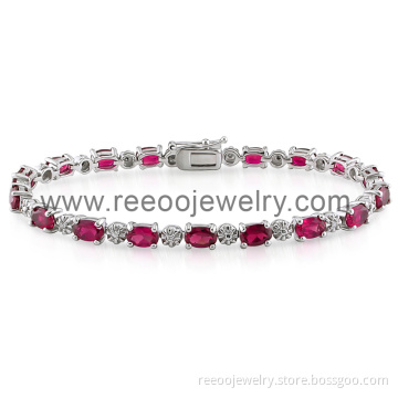 2013 Fashion Ruby &Silver Bracelet Solid 925 Silver Bangles